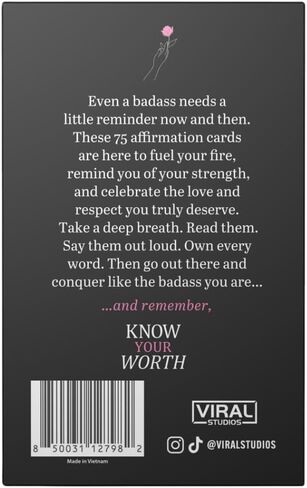 Viral Studios Know Your Worth – 75 Daily Affirmation Card Deck for Confidence, Self-Love & Empowerment – Motivational Cards with Quotes for Women, Teens & Adults – Sassy Self-Care Gift in Saudi Arabia