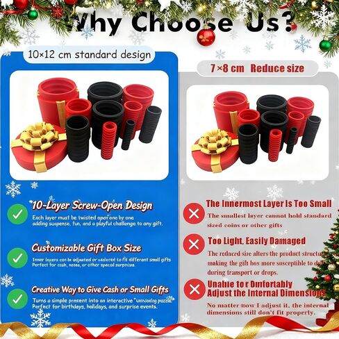 Annoying Nested Screw Gift Box, Annoying Gift Box, Prank Gift Boxes, Money Puzzle Boxs for Cash Gift, Reusable Prank Gift Packaging for Birthday, Christmas & Fun Party Game (red) in Saudi Arabia