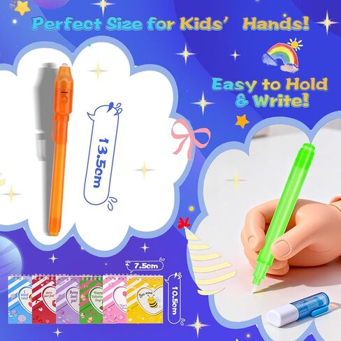 قلم حبر غير مرئي 24 قطعة مع ضوء الأشعة فوق البنفسجية مع مجموعة دفاتر ملاحظات متعددة الألوان 24 قطعة. بطاقات عيد الحب وحقائب الهدايا للأطفال، هدايا حفلات عيد الحب، حشوات حقائب جودي للأطفال هدايا حفلات التجسس in Kuwait