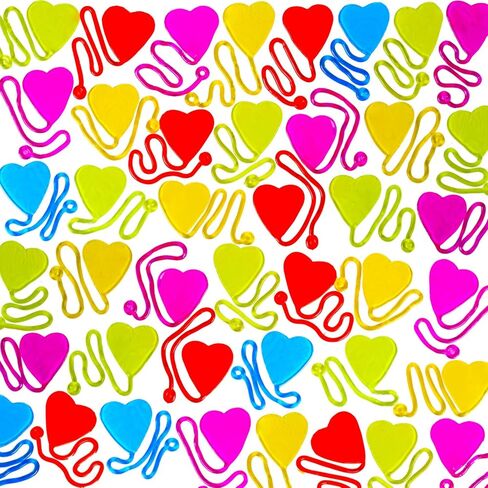 50PCS Valentines Day Gifts for Kids Classroom Prizes, Heart Shape Sticky Hands Stretchy Toys for Valentines Party Favors, Kids Valentines Day Gifts for School Exchange for Girls Boys in Saudi Arabia