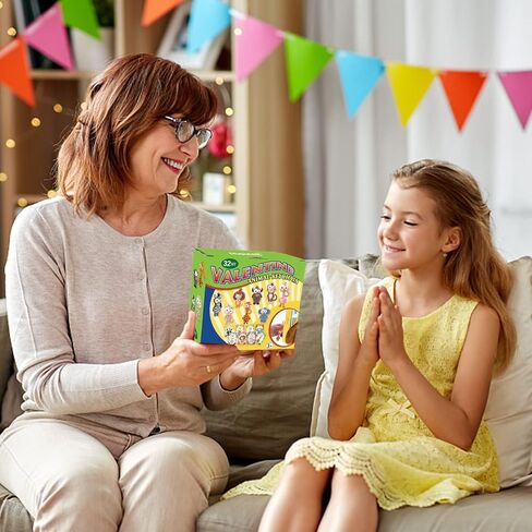 32 Packs Valentine's Day Greeting Gift Card with Animal Keychains for Kids Party Favor, Classroom Exchange Prizes for Toddlers Girls Boys School Class Classroom Party Favors in Kuwait