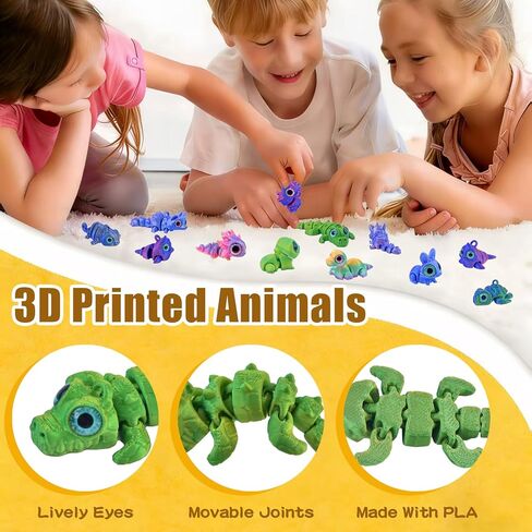 Pinkcow Valentines Day Gifts for Kids Classroom - Mini 3D Printed Animals Figurines Toy Cards Set with Valentines Cards for Toddler Class School Exchange Gift - Valentines Kids Party Favors - 24 Pack in Saudi Arabia