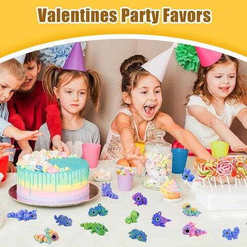 Pinkcow Valentines Day Gifts for Kids Classroom - Mini 3D Printed Animals Figurines Toy Cards Set with Valentines Cards for Toddler Class School Exchange Gift - Valentines Kids Party Favors - 24 Pack in Saudi Arabia
