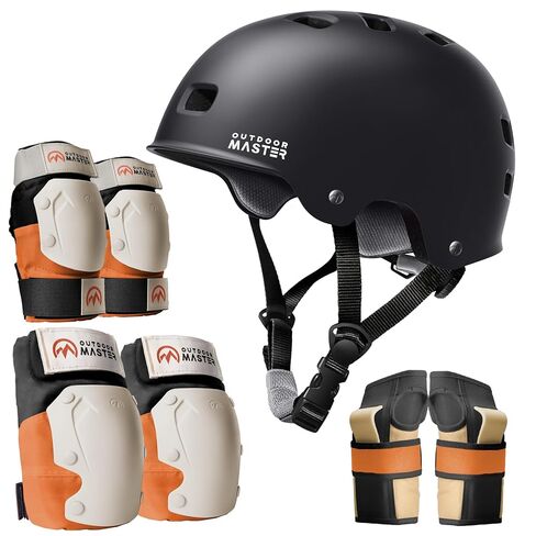مجموعة معدات الحماية للتزلج من OutdoorMaster للبالغين والشباب، وسادات للركبة والكوع وخوذة لوح التزلج مع واقيات للمعصم للسكوتر، والتزلج على الجليد، والتزلج على الجليد in Kuwait