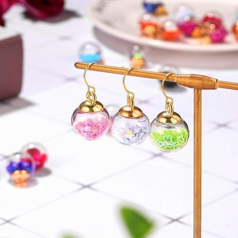 16 mm Colorful Glass Ball Charms Crystal Glass Ball Pendants Jewelry Making Supplies with Shining Stars, Heart-shaped Sequins and Peach Heart Sequins for DIY Necklace Bracelet Crafts (68 Pieces) in Saudi Arabia