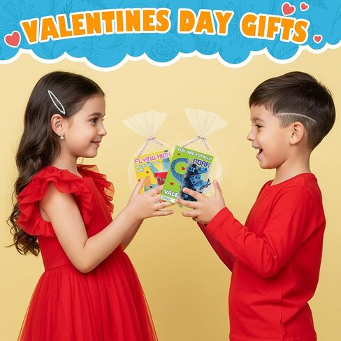 Valentines Day Cards for Kids School - 30 PACK Dinosaur Building Block Valentines with Dinosaur Valentine Day Cards for Kids Classroom, Class Valentine's Gifts for Boys & Girls Ages 3–12, 120 PCS in Saudi Arabia
