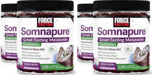 عامل القوة Somnapure Gummies مع الميلاتونين للبالغين، مكمل مساعد للنوم غير معتاد للنوم العميق، البقاء نائمًا لفترة أطول، الاستيقاظ منتعشًا، نكهة توت الأحلام، 120 قطعة (عبوة من قطعة واحدة) in Saudi Arabia