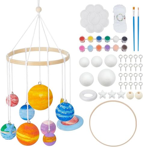 WEBEEDY DIY Solar Foam Ball Wall Hanging Kit DIY Solar System Model Project Kit with Polystyrene Spheres Ball,Pigment,Brushes for Hanging Space Project Party Decor Christmas Birthday Gift in Saudi Arabia
