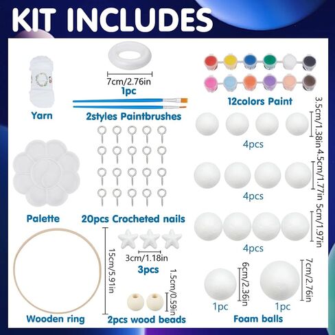 WEBEEDY DIY Solar Foam Ball Wall Hanging Kit DIY Solar System Model Project Kit with Polystyrene Spheres Ball,Pigment,Brushes for Hanging Space Project Party Decor Christmas Birthday Gift in Saudi Arabia