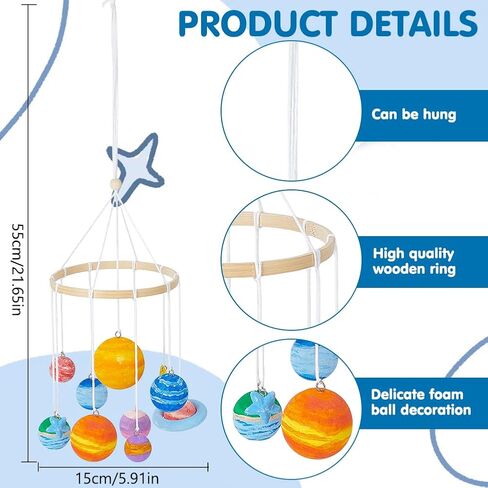 WEBEEDY DIY Solar Foam Ball Wall Hanging Kit DIY Solar System Model Project Kit with Polystyrene Spheres Ball,Pigment,Brushes for Hanging Space Project Party Decor Christmas Birthday Gift in Saudi Arabia