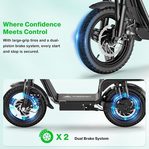 Peak 1300W Electric Scooter Adults, C14 PRO Electric Scooter for Adults with Seat, 48V 13Ah Battery, 14" Tires, 35 Miles Range, 20 MPH Max Speed, 330 LBS Load, with Seat & Rear Basket in Saudi Arabia