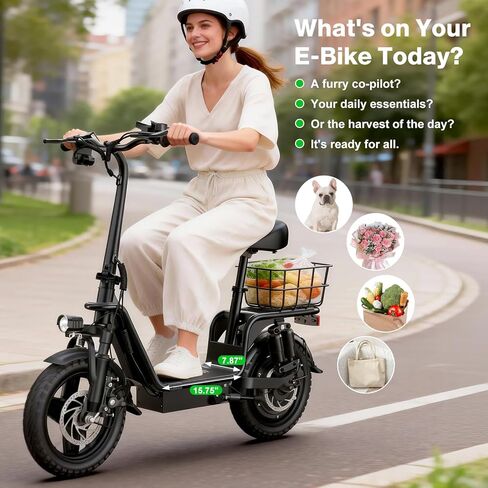 Peak 1300W Electric Scooter Adults, C14 PRO Electric Scooter for Adults with Seat, 48V 13Ah Battery, 14" Tires, 35 Miles Range, 20 MPH Max Speed, 330 LBS Load, with Seat & Rear Basket in Saudi Arabia
