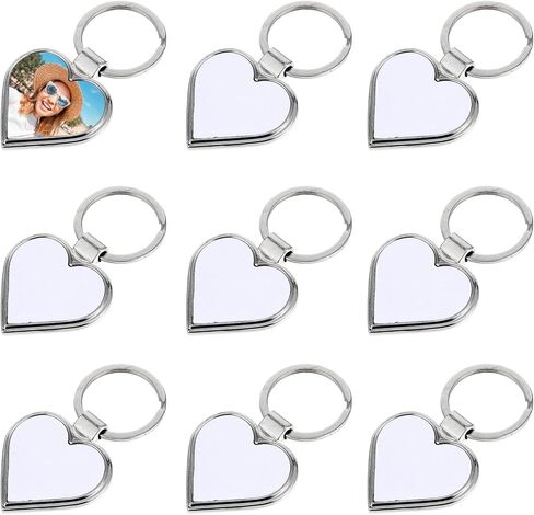 Milisten 10pcs Sublimation Blanks Keychain Pendants Heat Transfer Keychain DIY Blank with Key Rings for Valentines Day Ornaments Graduation Present Craft Making (Heart) in Saudi Arabia