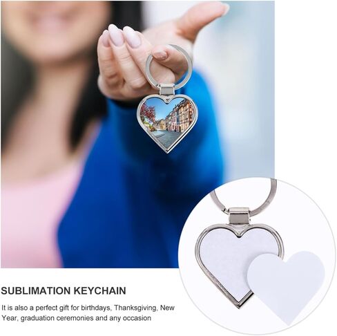 Milisten 10pcs Sublimation Blanks Keychain Pendants Heat Transfer Keychain DIY Blank with Key Rings for Valentines Day Ornaments Graduation Present Craft Making (Heart) in Saudi Arabia