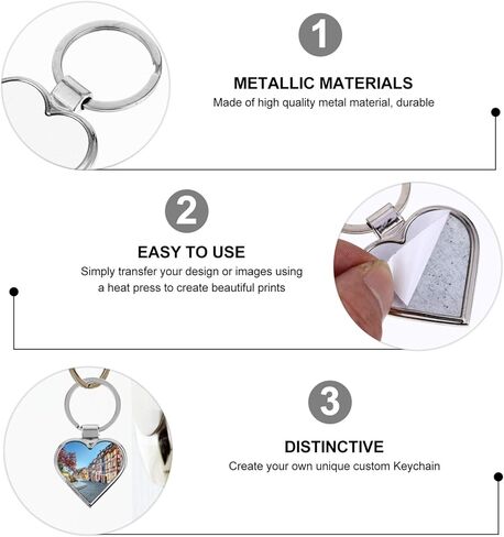 Milisten 10pcs Sublimation Blanks Keychain Pendants Heat Transfer Keychain DIY Blank with Key Rings for Valentines Day Ornaments Graduation Present Craft Making (Heart) in Saudi Arabia