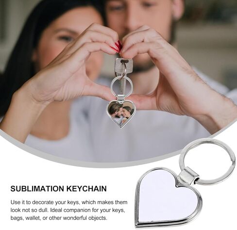 Milisten 10pcs Sublimation Blanks Keychain Pendants Heat Transfer Keychain DIY Blank with Key Rings for Valentines Day Ornaments Graduation Present Craft Making (Heart) in Saudi Arabia