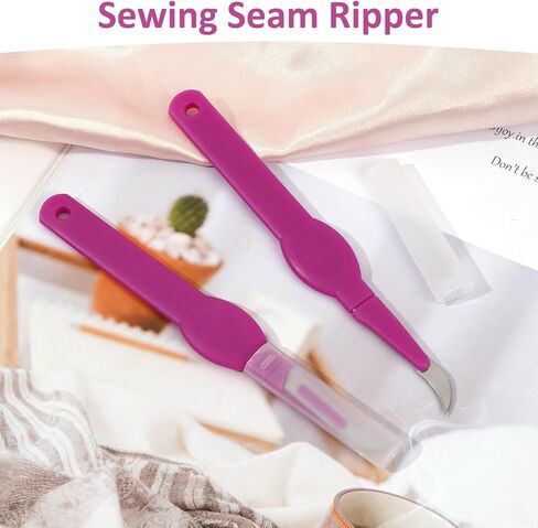 2pcs Sewing Seam Ripper with Plastic Cap, Curved Blade Soft Grip Handle, Thread Cutter for Sewing, Craft and Needlework in Saudi Arabia