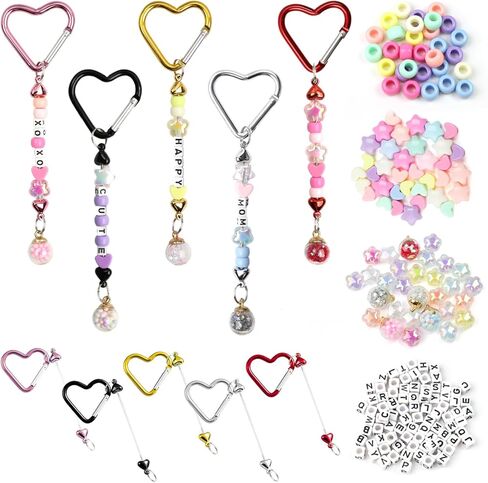 204 قطعة Keychain بها بنفسك سلسلة المفاتيح صنع عدة رسالة الخرز مفتاح سلسلة زهرة ستار القلب حبة عدة حلقة مفاتيح أكريليك حقيبة Charms الحرف اكسسوارات in Saudi Arabia