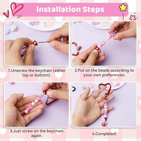 204 قطعة Keychain بها بنفسك سلسلة المفاتيح صنع عدة رسالة الخرز مفتاح سلسلة زهرة ستار القلب حبة عدة حلقة مفاتيح أكريليك حقيبة Charms الحرف اكسسوارات in Saudi Arabia