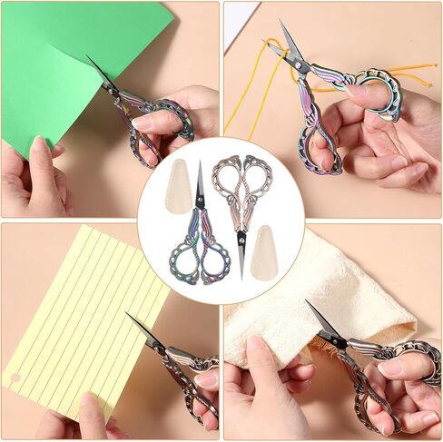 2PCS Sewing Embroidery Scissors, 4.5Inch Small Sewing Crafting Scissors Sharp Stainless Steel Vintage Scissorses with Cover for Craft Cross Stitch Needlework Artwork Thread Yarn Cutting in Saudi Arabia