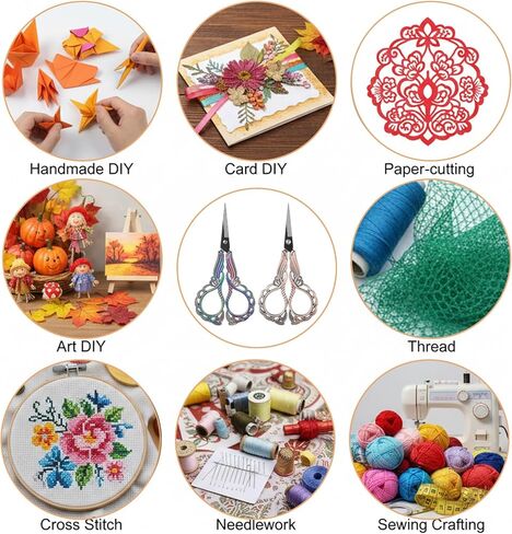 2PCS Sewing Embroidery Scissors, 4.5Inch Small Sewing Crafting Scissors Sharp Stainless Steel Vintage Scissorses with Cover for Craft Cross Stitch Needlework Artwork Thread Yarn Cutting in Saudi Arabia