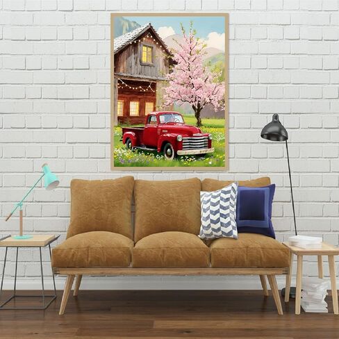yijingtop الأحمر المسار الماس مجموعات الفن للبالغين، زهر 5D الماس اللوحة الفنية، DIY الماس نقطة الفن للبالغين، والزهور DIY كامل جولة جوهرة الفن اللوحة لديكور جدار المنزل 12 × 16 في in Kuwait