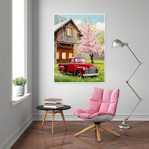 yijingtop الأحمر المسار الماس مجموعات الفن للبالغين، زهر 5D الماس اللوحة الفنية، DIY الماس نقطة الفن للبالغين، والزهور DIY كامل جولة جوهرة الفن اللوحة لديكور جدار المنزل 12 × 16 في in Kuwait