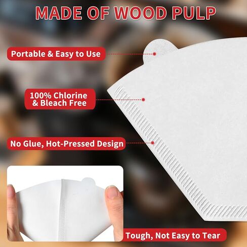 100 Count Coffee Filters #4 Compatible with Technivorm Moccamaster, Oxygen-Bleached White Coffee Filters, Durable No Blowout, Disposable Filter No 4 for Pour Over and Drip Coffee-Maker in Kuwait