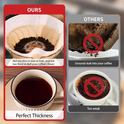 100 Count Coffee Filters #4 Compatible with Technivorm Moccamaster, Oxygen-Bleached White Coffee Filters, Durable No Blowout, Disposable Filter No 4 for Pour Over and Drip Coffee-Maker in Kuwait