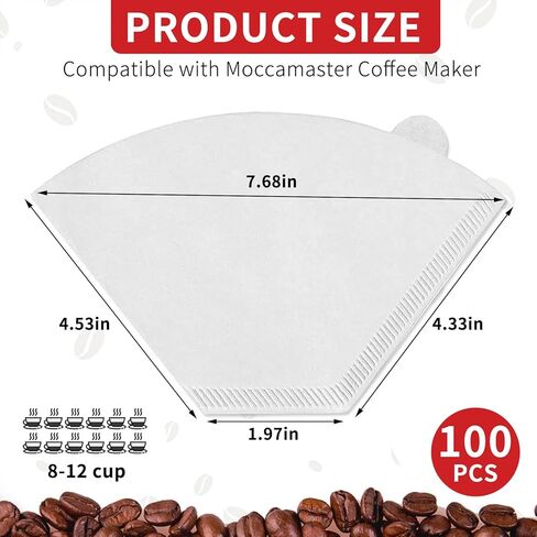 100 Count Coffee Filters #4 Compatible with Technivorm Moccamaster, Oxygen-Bleached White Coffee Filters, Durable No Blowout, Disposable Filter No 4 for Pour Over and Drip Coffee-Maker in Kuwait
