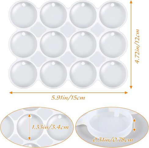 24-Cavity Silicone Mold for Round Keychain Small Round Resin Mold with Hole Resin Shiny Flat Circle Drilled Earrings for DIY Earrings Keychain Jewelry Making Crafts Making Pet Tag Pendant in Saudi Arabia