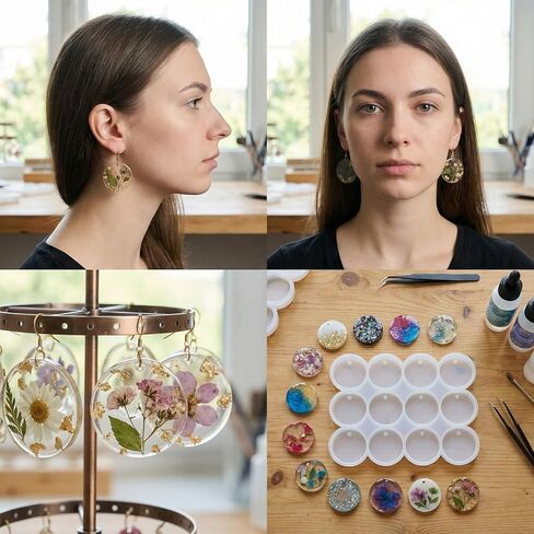 24-Cavity Silicone Mold for Round Keychain Small Round Resin Mold with Hole Resin Shiny Flat Circle Drilled Earrings for DIY Earrings Keychain Jewelry Making Crafts Making Pet Tag Pendant in Saudi Arabia