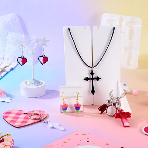 Beadthoven 3Pcs DIY Cross Silicone Molds Crucifix Cross Resin Molds Star of David Resin Epoxy Molds Heart Moon Cross Pendant Casting Mold for DIY Craft Necklace Keychain Jewelry Pendant Making Easter in Saudi Arabia