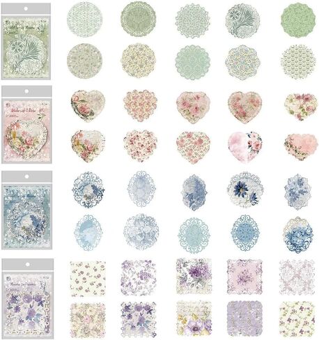 40Pcs Lace Edged Flower Scrapbook Papers, Assorted Styles Vintage Flower Scrapbook Papers, Exquisite Paper Decorations for DIY Card Making Scrapbooks Letter Photo Frames Album in Kuwait