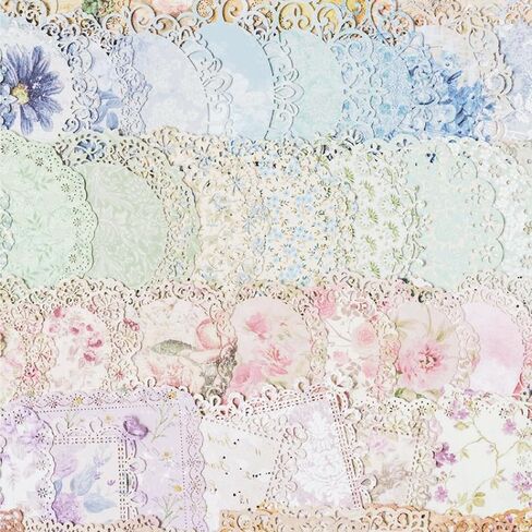 40Pcs Lace Edged Flower Scrapbook Papers, Assorted Styles Vintage Flower Scrapbook Papers, Exquisite Paper Decorations for DIY Card Making Scrapbooks Letter Photo Frames Album in Kuwait