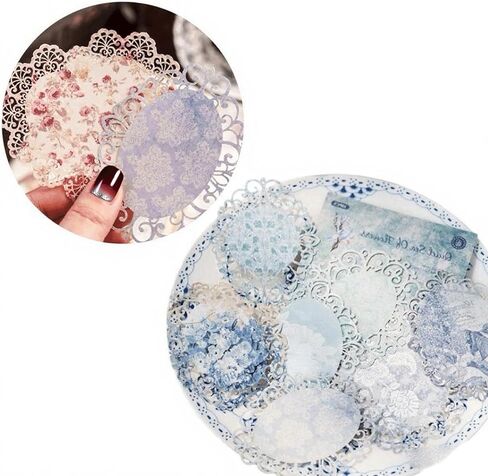 40Pcs Lace Edged Flower Scrapbook Papers, Assorted Styles Vintage Flower Scrapbook Papers, Exquisite Paper Decorations for DIY Card Making Scrapbooks Letter Photo Frames Album in Kuwait