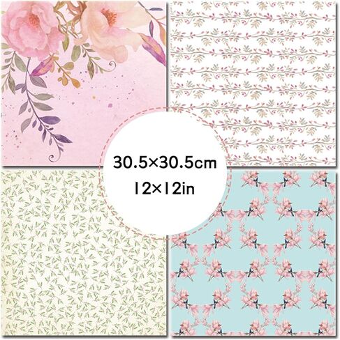Scrapbooking Paper 12x12inch, 24 Sheets Single Sided Vintage Floral Pattern Paper, 12 Designs Collection Decorative Craft for Card Making Scrapbook DIY Card Making Photo Album (Pink, 12''12) in Saudi Arabia
