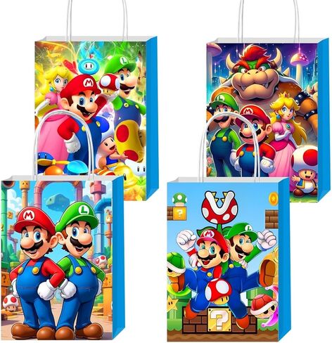 12 قطعة من أكياس هدايا ماريو من VAESCOL مع مقابض لمستلزمات تزيين حفلات أعياد الميلاد بطابع ماريو in Kuwait