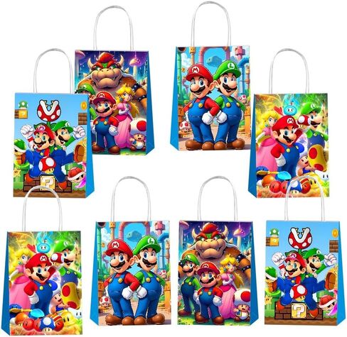 12 قطعة من أكياس هدايا ماريو من VAESCOL مع مقابض لمستلزمات تزيين حفلات أعياد الميلاد بطابع ماريو in Kuwait