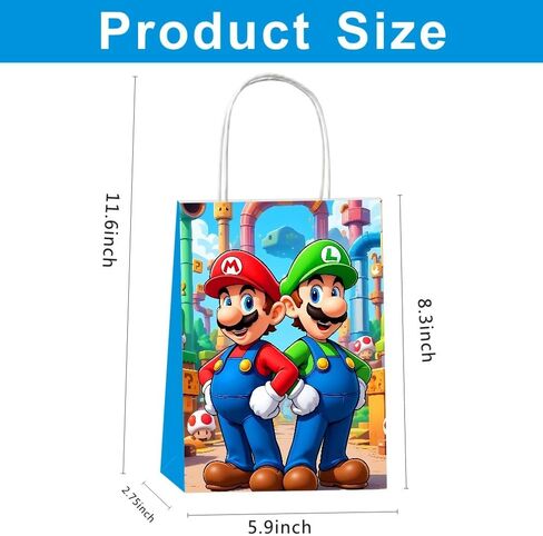 12 قطعة من أكياس هدايا ماريو من VAESCOL مع مقابض لمستلزمات تزيين حفلات أعياد الميلاد بطابع ماريو in Kuwait