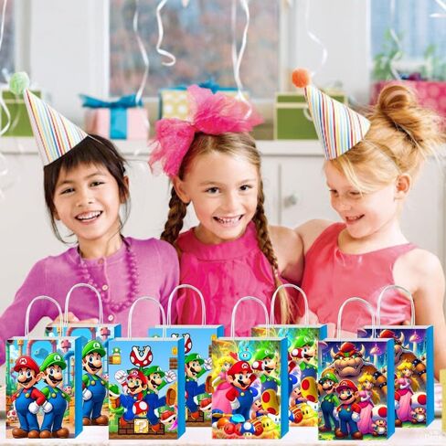 12 قطعة من أكياس هدايا ماريو من VAESCOL مع مقابض لمستلزمات تزيين حفلات أعياد الميلاد بطابع ماريو in Kuwait