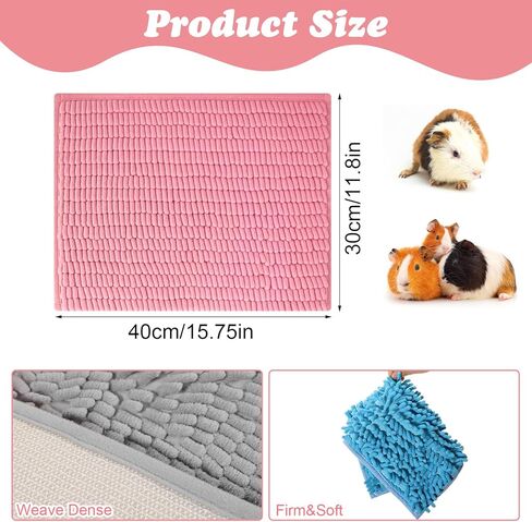 8 Pcs Guinea Pig Liner Washable Rabbit Cage Liner 16x12 Inch Guinea Pig Fleece Mats Reusable Bedding Pee Pads for Small Animals, Bunny (Gray, Green, Pink, Blue) in Saudi Arabia