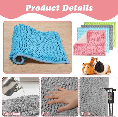 8 Pcs Guinea Pig Liner Washable Rabbit Cage Liner 16x12 Inch Guinea Pig Fleece Mats Reusable Bedding Pee Pads for Small Animals, Bunny (Gray, Green, Pink, Blue) in Saudi Arabia