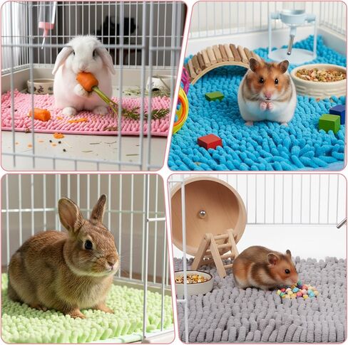 8 Pcs Guinea Pig Liner Washable Rabbit Cage Liner 16x12 Inch Guinea Pig Fleece Mats Reusable Bedding Pee Pads for Small Animals, Bunny (Gray, Green, Pink, Blue) in Saudi Arabia