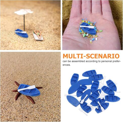 LALAFINA 20 Set Miniature Resin Rowboat with Oars Ocean Theme Boat Ornaments for Dollhouse Decor DIY Craft Projects Summer Cake Toppers in Saudi Arabia