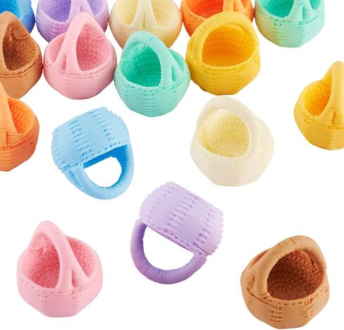 Cheriswelry 16pcs Flower Basket Miniature Ornaments Micro Landscape Home Dollhouse Miniature Flower Baskets for Easter Wedding Party Favors Food Bread Rattan Basket 25x26 mm in Saudi Arabia