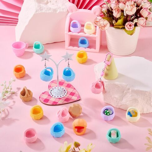 Cheriswelry 16pcs Flower Basket Miniature Ornaments Micro Landscape Home Dollhouse Miniature Flower Baskets for Easter Wedding Party Favors Food Bread Rattan Basket 25x26 mm in Saudi Arabia
