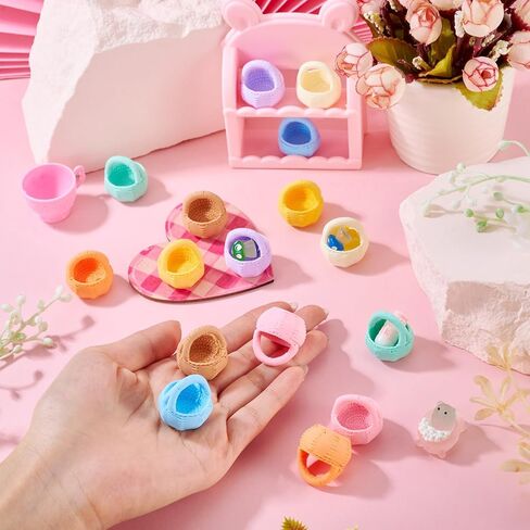 Cheriswelry 16pcs Flower Basket Miniature Ornaments Micro Landscape Home Dollhouse Miniature Flower Baskets for Easter Wedding Party Favors Food Bread Rattan Basket 25x26 mm in Saudi Arabia