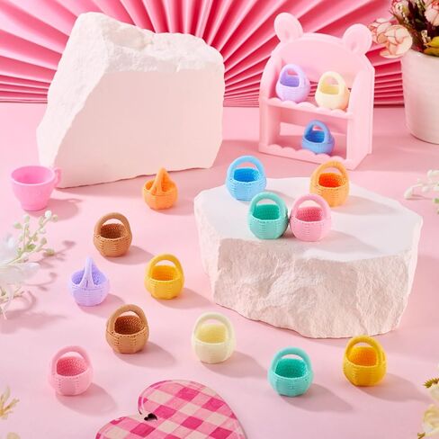 Cheriswelry 16pcs Flower Basket Miniature Ornaments Micro Landscape Home Dollhouse Miniature Flower Baskets for Easter Wedding Party Favors Food Bread Rattan Basket 25x26 mm in Saudi Arabia
