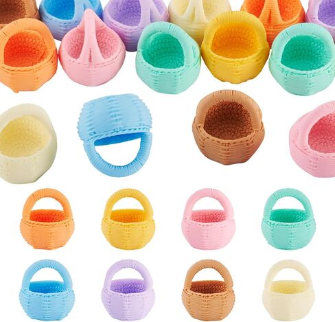 Cheriswelry 16pcs Flower Basket Miniature Ornaments Micro Landscape Home Dollhouse Miniature Flower Baskets for Easter Wedding Party Favors Food Bread Rattan Basket 25x26 mm in Saudi Arabia